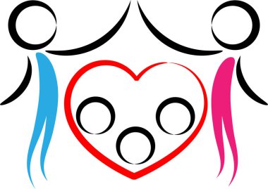 aile ve ev silueti ile güzel vektör çizimi