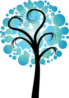 Kalpli aşk ağacı ve kopyalama alanı, vektör illüstrasyonu 