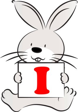 Beyaz arka planda I harfiyle komik bir hayvan karakteri.