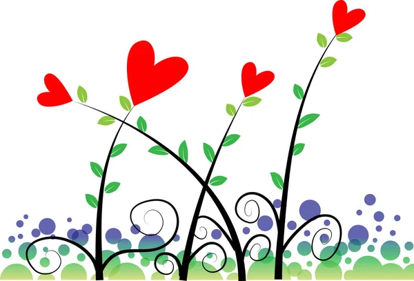 Κλαδιά Δέντρων Καρδιές Έννοια Αγάπης Διάνυσμα Εικονογράφηση — Διανυσματικό Αρχείο