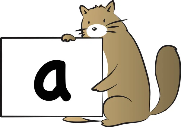 文字Aと面白い漫画動物の文字白の背景 — ストックベクタ