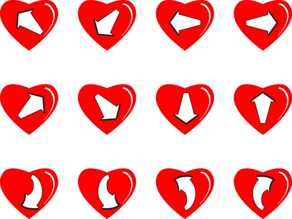 Collection Beautiful Decorative Hearts Arrows Love Concept — Stock Vector