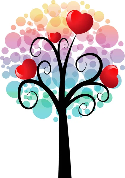 Árbol Amor Con Corazones Espacio Copia Ilustración Vectorial — Vector de stock