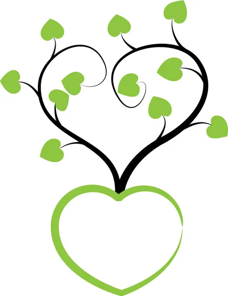 Logo Corazón Plano Colorido Con Ramas Árbol Aisladas Sobre Fondo — Vector de stock