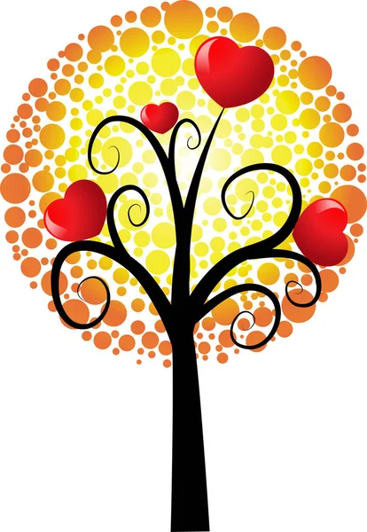 Αγάπη Δέντρο Καρδιές Και Αντίγραφο Χώρου Διανυσματική Απεικόνιση — Διανυσματικό Αρχείο
