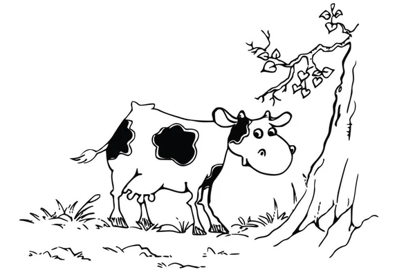Plantilla Tarjeta Dibujos Animados Con Vaca Linda Vector Ilustración — Archivo Imágenes Vectoriales