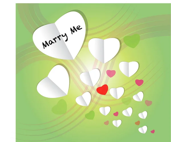 Marry Card Template Paper Hearts Color Background — Stock Vector