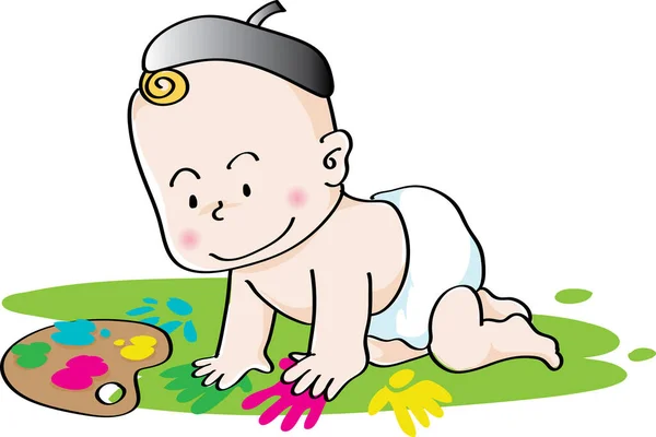 Bonito Bebê Menino Personagem Dos Desenhos Animados — Vetor de Stock