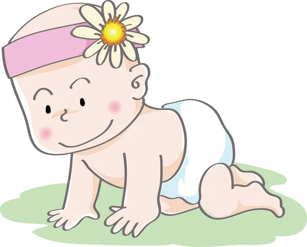 Schattig Baby Jongen Cartoon Karakter — Stockvector