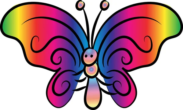 Renk arkaplanı, vektör, illüstrasyon üzerinde izole edilmiş güzel kelebek çizimi