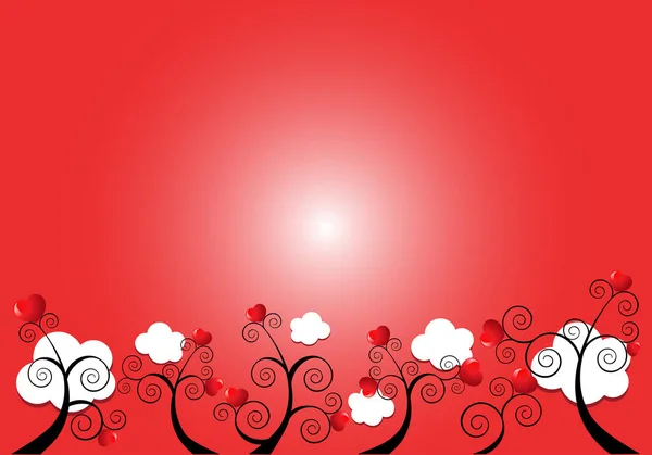 Ramas Árbol Con Corazones Aislados Sobre Fondo Blanco Concepto Amor — Vector de stock