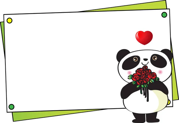 Lindo Panda Con Banner Blanco — Archivo Imágenes Vectoriales