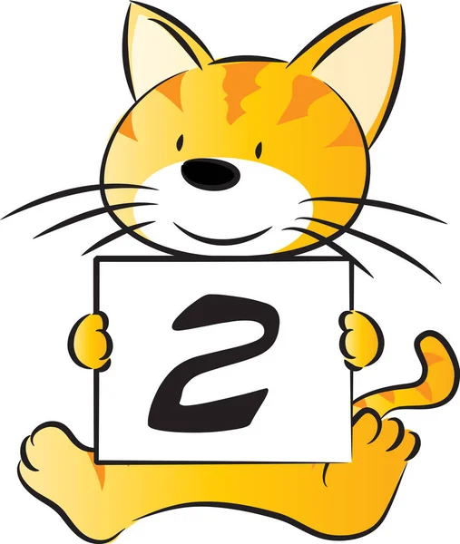 第2位の教育コンセプトを持つ漫画のかわいい猫の保持カード — ストックベクタ