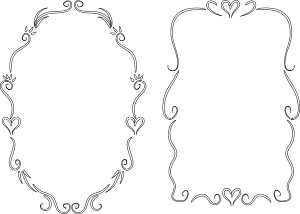 一组漂亮的装饰框架 心脏隔离在白色背景 插图上 — 图库矢量图片