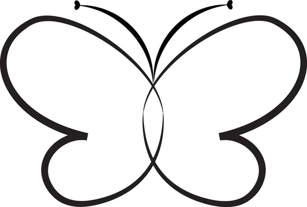 白い背景に描かれた美しい蝶の漫画ベクターイラスト — ストックベクタ