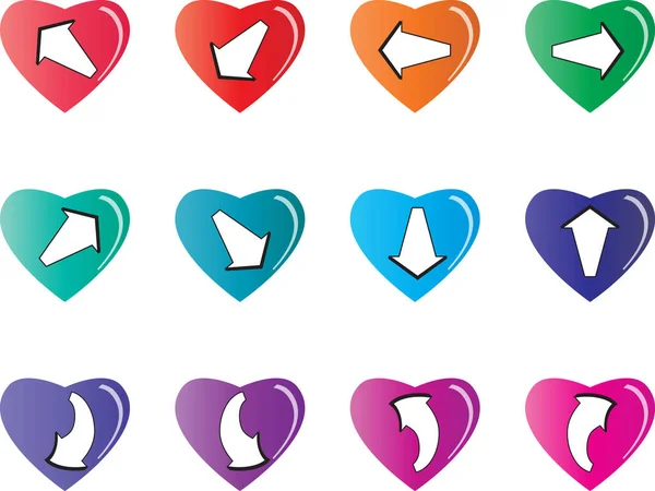 Oklu güzel dekoratif kalpler koleksiyonu, aşk konsepti. 