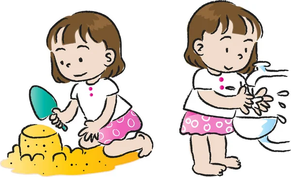 Cartoon Illustration Mit Mädchen — Stockvektor