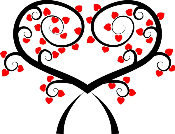 Tree Branch Decorative Hearts Love Concept — Stock Vector