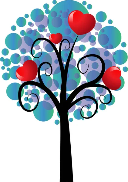 Albero Dell Amore Con Cuori Spazio Copia Illustrazione Vettoriale — Vettoriale Stock