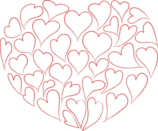 Vector Hearts White Background — Stock Vector
