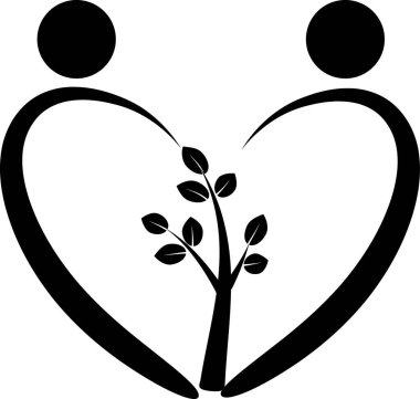 İnsan vücudunu ağaçla çizen fırça darbeleri, aşk konsepti 