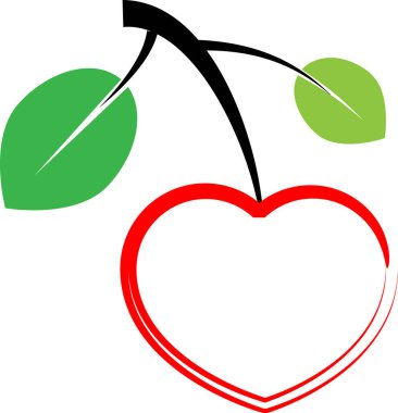 Beyaz arka planda izole edilmiş kalp şeklinde renkli düz elma logosu 