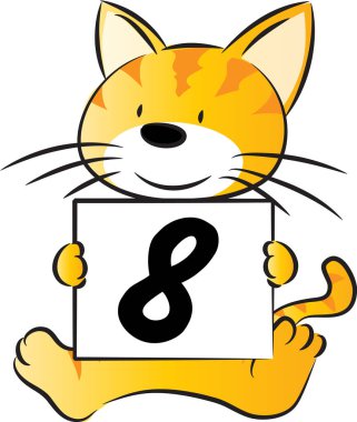 8 numaralı kedi tutma kartı, eğitim konsepti.  