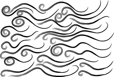 Beyaz arkaplanda izole edilmiş deniz dalgaları kümesi