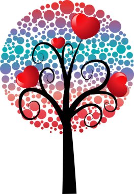 Kalpli aşk ağacı ve kopyalama alanı, vektör illüstrasyonu 