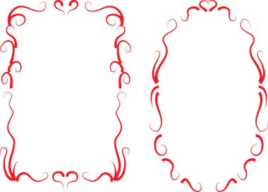 Beyaz arkaplan, vektör, illüstrasyon üzerinde izole çiçek çerçeveleri seti 