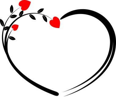 Beyaz arkaplanda ağaç dalları olan renkli düz kalp logosu, 