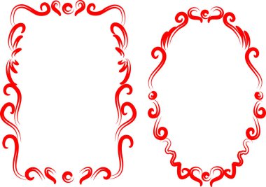 Beyaz arkaplan, vektör, illüstrasyon üzerinde izole çiçek çerçeveleri seti 