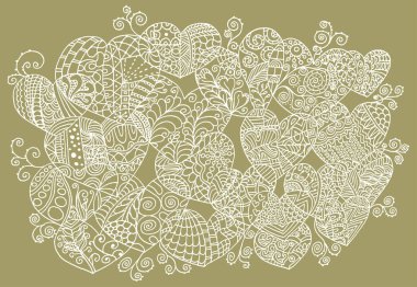 Güzel dekoratif kalp koleksiyonu, aşk konsepti 