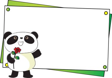 Sevimli bir pandayla boş bir pankartın karikatür çizimi