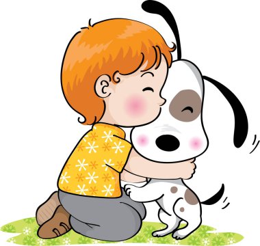 Çizgi film köpeğiyle vektör illüstrasyonu