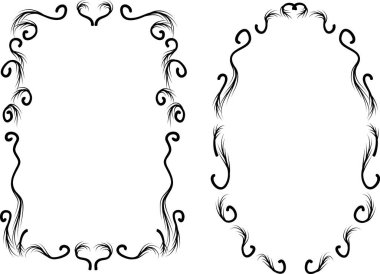 Beyaz arkaplan, vektör, illüstrasyon üzerinde izole çiçek çerçeveleri seti 