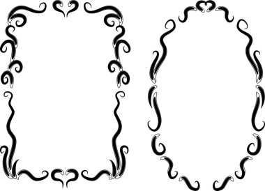 Beyaz arkaplan, vektör, illüstrasyon üzerinde izole çiçek çerçeveleri seti 