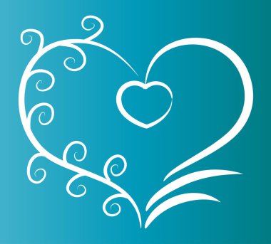 Beyaz arkaplanda ağaç dalları olan renkli düz kalp logosu, 