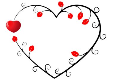 Beyaz arka planda izole edilmiş dallardan alınmış renkli düz kalp logosu, 