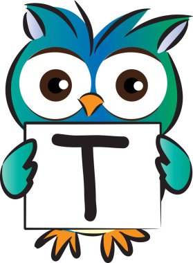 Baykuşla t harfi çizen renk vektörü