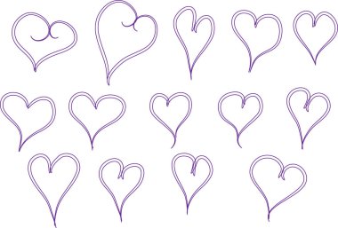 Güzel dekoratif kalp koleksiyonu, aşk konsepti 