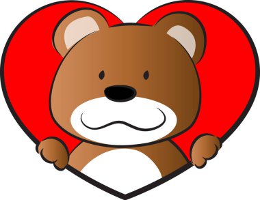 Beyaz arka planda izole edilmiş, küçük, tatlı bir ayı. Romantik bir kavram. 