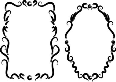 Beyaz arkaplan, vektör, illüstrasyon üzerinde izole çiçek çerçeveleri seti 