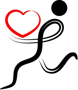 İnsan vücudunun kalp ve aşk konseptiyle çizilmiş fırça darbeleri. 