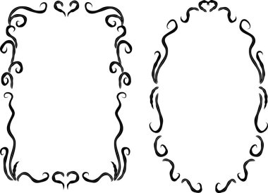 Beyaz arkaplan, vektör, illüstrasyon üzerinde izole çiçek çerçeveleri seti 