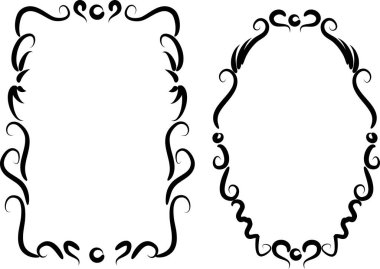 Beyaz arkaplan, vektör, illüstrasyon üzerinde izole çiçek çerçeveleri seti 