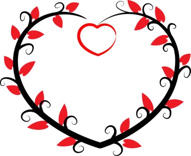 Beyaz arkaplanda ağaç dalları olan renkli düz kalp logosu, 