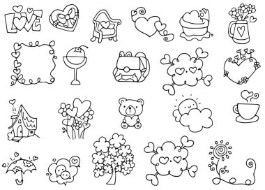 Komik karikatür. Renksiz şeyler. 