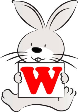 Tavşanla W harfini çizen renk vektörü