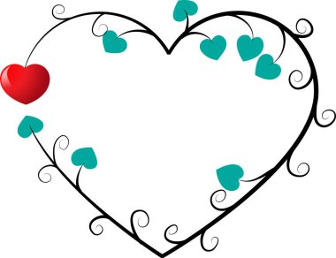 Beyaz arkaplanda ağaç dalları olan renkli düz kalp logosu, 